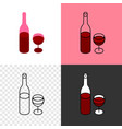 red wine bottle with glass icon thin line style vector image