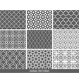 set of nine monochrome arabic patterns vector image vector image