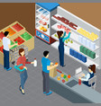 grocery store isometric composition vector image vector image