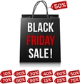 shopping bag with black friday sale sign and red vector image