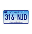 license plate connecticut on white background vector image vector image