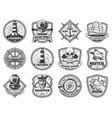 sea anchor sailing ship and helm nautical badges vector image vector image