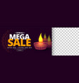 mega happy diwali sale banner with image space vector image vector image