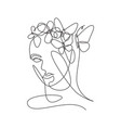 one single line drawing woman with butterfly vector image