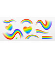 rainbow effect colorful wavy stripes and hearts vector image