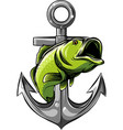 bass fish with anchor vector image