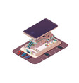 isometric 3d shopping center assembly vector image