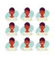 set of young african man face expression avatars vector image