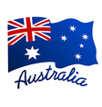 australian flag in wind with word australia vector image