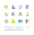 set simple line icons business electricity vector image