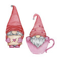 watercolor valentines day gnomes vector image