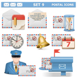 postal icons set 9 vector image vector image