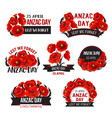 anzac day lest we forget poppy ribbons vector image