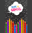 back to school card color pencils on blackboard vector image