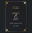 elegant black and gold wedding invitation design vector image