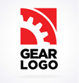 square engineer logo red gear sprocket vector image