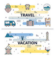 thin line travel poster banner template set vector image