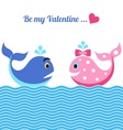 valentine card with whales vector image vector image