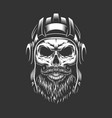 vintage military skull in tankman helmet vector image