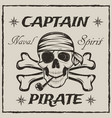 pirate captain skull and crossbones sketch vector image vector image