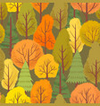 seamless autumn forest trees pattern colorful vector image