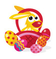 cartoon easter bunny in basket vector image vector image