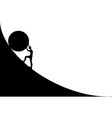 man pushing big boulder uphill cartoon vector image
