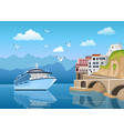 landscape with great cruise liner near coast vector image