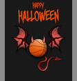 basketball ball with horns wings and devil tail vector image