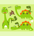 set of dinosaurs cartoon vector image vector image