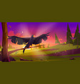 eagle sitting on tree branch at sunset landscape vector image