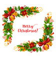 christmas frame with xmas garland greeting card vector image