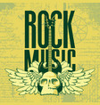 music banner with electric guitar wings and skull vector image