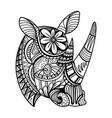 rhino head side position mandala entangle vector image