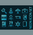 law set icons blue glowing neon style vector image vector image