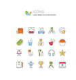 set flat line icons cinema and movies vector image