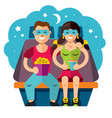 cinema couple flat style colorful cartoon vector image