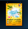 summer party flyer design with flower palm vector image vector image