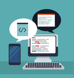 Computer programming coding testing debugging Vector Image