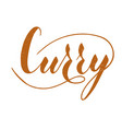 hand written curry text isolated on white vector image