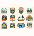 set rv camping badges patches concept vector image vector image