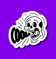 skull sticker black and white vector image