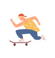 active teenager boy riding on skateboard vector image vector image