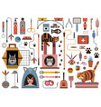 cat accessories and pet supplies icon set vector image