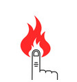 red fire alarm with thin line black finger vector image