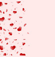 heart falling confetti isolated pink background vector image vector image