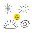 sun hand drawn set elements in doodle style vector image