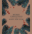 christmas tree branches with red berries on beige vector image