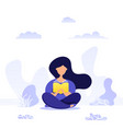 creative young girl sitting legs crossed vector image