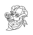 pig chef mosaic black and white vector image